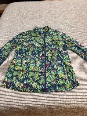Coconut Rose Women’s Green Multi-Color Zip-Front Jacket size large